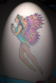 天使与紫色翅膀纹身图案
