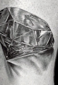 3D黑色的纯钻石小腿纹身图案