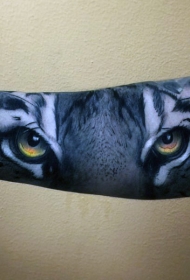 非常逼真写实的彩色老虎眼睛手臂纹身图案