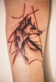 手臂抽象风格黑色狐狸纹身图案