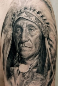 美洲土著酋长写实肖像纹身图案