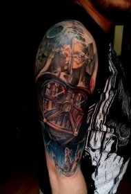 达斯维德的头盔和星球大战主题手臂纹身图案