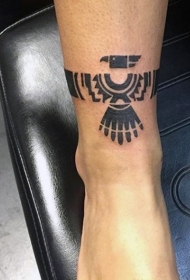 部落主题黑色鹰图腾脚踝纹身图案