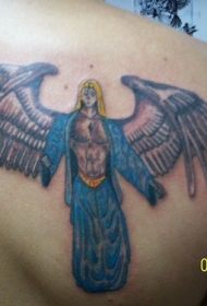 穿着蓝色衣服的男天使纹身图案