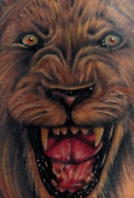 写实的3D咆哮狮子彩色纹身图案