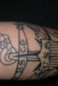 手臂美国海军象征船锚和盾牌纹身图案
