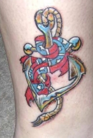 船锚和联邦国旗彩色纹身图案