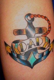 彩色的船锚和字母纹身图案