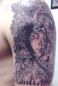 美国土著女孩手臂纹身图案