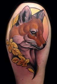 大臂3D风格自然可爱的狐狸纹身图案