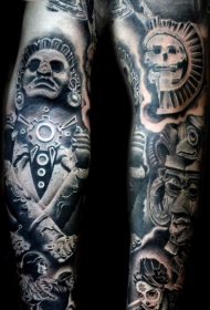 手臂3d黑色的部落雕像纹身图案