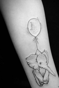 小臂卡通点刺小清新小象气球纹身图案