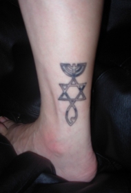 五角星符号脚踝纹身图案