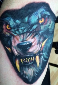 插画风格的彩色可怕狼人手臂纹身图案
