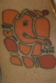印度风格的格涅沙神彩色纹身图案