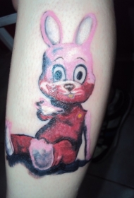 3D卡通风格的彩色兔子纹身图案