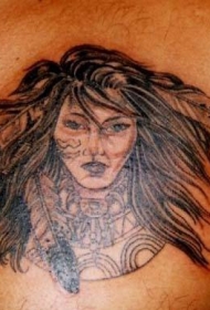 美洲土著美丽女孩纹身图案