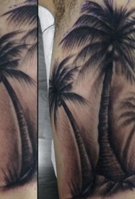 手臂自然逼真的棕榈树纹身图案