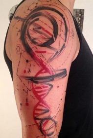 手臂五彩DNA符号抽象纹身图案