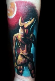 手臂卡通式的埃及神像彩色纹身图案