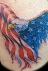 鹰翅膀结合美国国旗像纹身图案