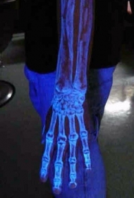 荧光写实风格的骨骼手臂纹身图案