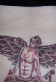 红色的男性天使纹身图案