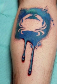 小腿3D风格彩色的螃蟹轮廓纹身图案