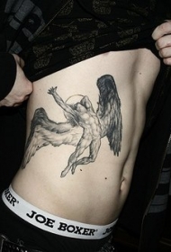 侧肋天鹅翅膀的天使纹身图案