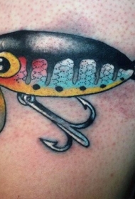 3D彩色的上钩小鱼纹身图案