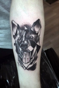 手臂黑色抽象的狗纹身图案