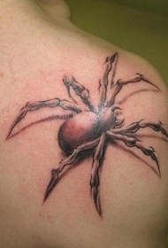 背部3D黑白可怕的蜘蛛纹身图案