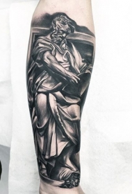 手臂3D逼真的黑白雕像纹身图案