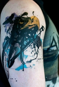 手臂抽象的小鸟彩色纹身图案