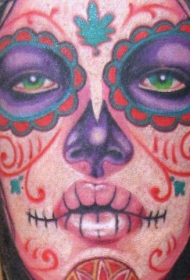 3D彩色墨西哥女郎纹身图案