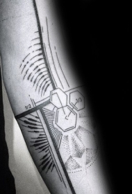 科学符号黑色点刺手臂纹身图案