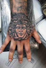3D美杜莎雕像手背纹身图案