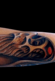 手臂3D风格的天使翅膀彩色纹身图案