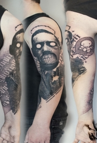 可怕的男子怪物肖像手臂纹身图案