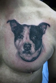 3D逼真的狗头像胸部纹身图案
