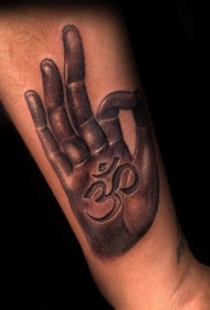 手臂3D彩色的宗教手和符号纹身图案