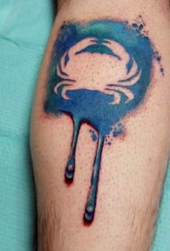 小腿3D写实很酷的设计螃蟹标志纹身图案