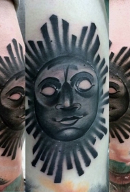 部落风格的3D黑色微笑太阳纹身图案