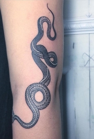 精致的黑色小蛇手臂纹身图案