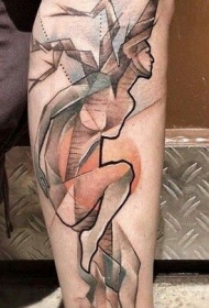 手臂五彩的抽象大树和女人纹身图案