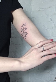 女生大臂简单小清新花朵纹身图案