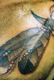 美国印第安人彩色羽毛纹身图案