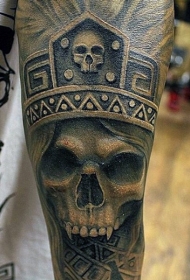 手臂彩绘部落酋长骷髅纹身图案