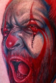 邪恶的小丑肖像3D纹身图案