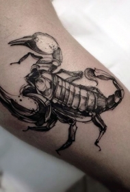 手臂小小的3D黑白蝎子纹身图案